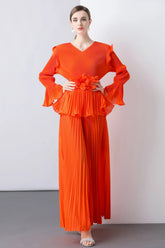 Truly Pleated Top & Wide Leg Trouser